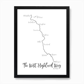 The West Highland Way Route Print | Long Distance Trail Print | Hiking Print | Scotland Art Print