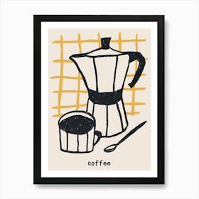 Coffee retro poster, Coffee lover, Breakfast print, Fun kitchen decor Art Print