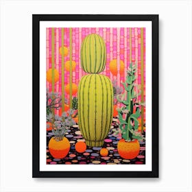 Mexican Style Cactus Illustration Lemon Ball Cactus Art Print