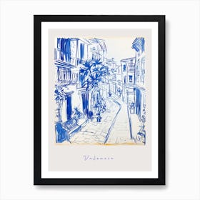 Valencia Spain Mediterranean Blue Drawing Poster Art Print