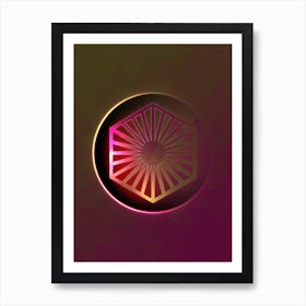 Geometric Neon Glyph on Jewel Tone Triangle Pattern 460 Art Print