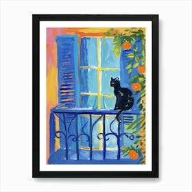 Cat On A Window With Oranges Art Print