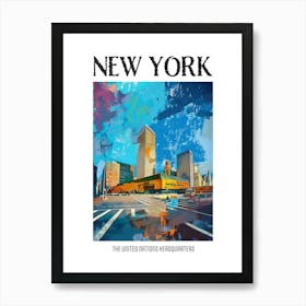 The United Nations Headquarters New York Colourful Silkscreen Illustration 2 Poster Art Print