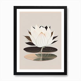 Blooming Lotus Flower In Pond Retro Minimal 6 Art Print