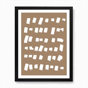 White Strokes On Beige Art Print