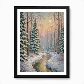 Winter's River In Pastel Art Print