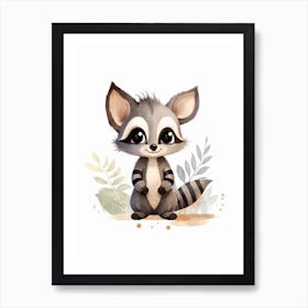 Watercolour Jungle Animal Baby Civet 2 Art Print