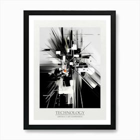 Technology Abstract Black And White 8 Poster Art Print