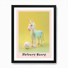 Pastel Toy Unicorn Playing Soccer 1 Poster Art Print