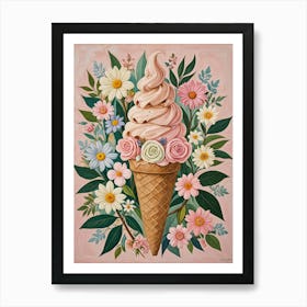 Flower Ice Cream Cone no1 Art Print