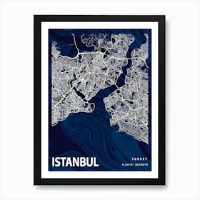 Istanbul Crocus Marble Map Art Print