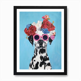 Flower Power Dalmatian Art Print