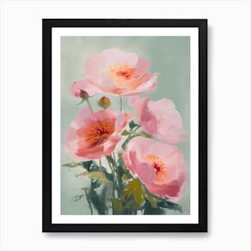 Roses Flowers Acrylic Painting In Pastel Colours 1 Art Print