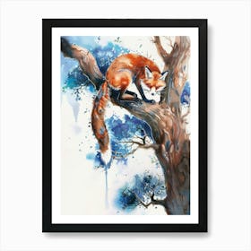 Red Fox In The Tree Art Print