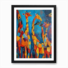Abstract Geometric Giraffes 1 Art Print