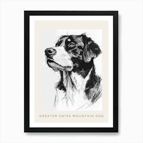 Greater Swiss Mountain Dog Line Sketch 3 Poster Art Print