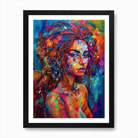 Gazing Girl - Botanical Colors Portrait Art Print