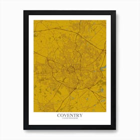 Coventry Yellow Blue Map Art Print