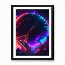 Cosmic Neon Nights Space Art Print