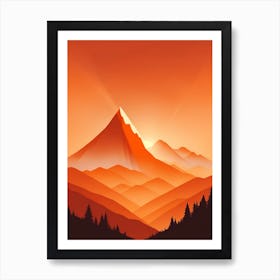 Misty Mountains Vertical Composition In Orange Tone 242 Art Print