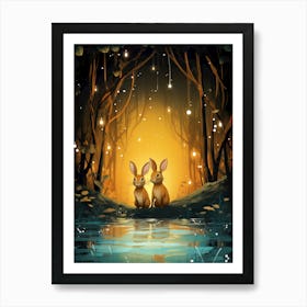 Rabbits In The Forest 1 Art Print