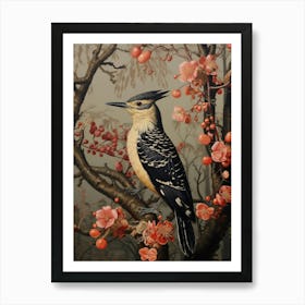 Dark And Moody Botanical Woodpecker 2 Art Print