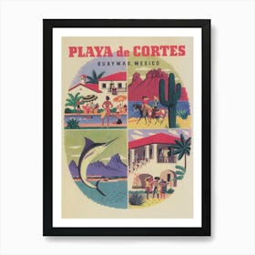 Playa De Cortes Mexico Vintage Travel Poster Art Print