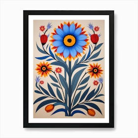 Flower Motif Painting Cornflower 1 Art Print