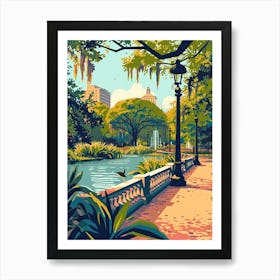 City Park Retro Pop Art 1 Art Print