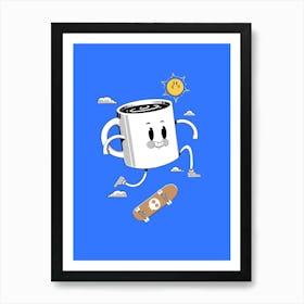 Coffee Cup Skateboarding Art Print