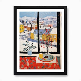 The Windowsill Of Prague   Czech Republic Snow Inspired By Matisse 2 Art Print