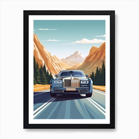 A Rolls Royce Phantom Car In Icefields Parkway Flat Illustration 1 Art Print