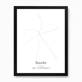 Bourke,Australia Minimalist Map Art Print