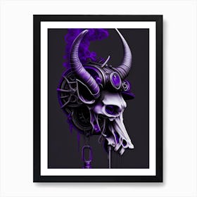 Animal Skull Purple Stream Punk Art Print