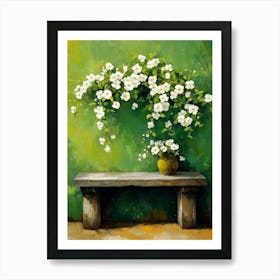 Bench With Flowers Art Print