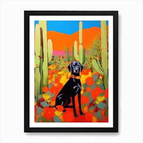 A Painting Of A Dog In Desert Botanical Garden, Usa In The Style Of Pop Art 02 Art Print