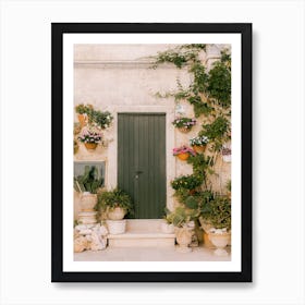 Green door with plants | Botanical Art | Italy Art Print
