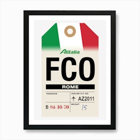 Rome (FCO) Italy Vintage Airline Luggage Tag Art Print