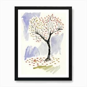 Autumnal Tree - minimal watercolor vertical nature Art Print