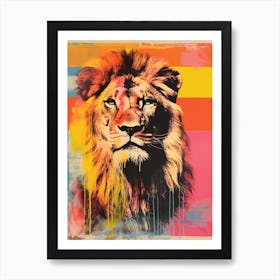 Lion Pop Art Risograph Inspired 1 Art Print