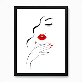 Woman With Red Lips Art Print