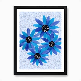 Floral Polka Dot Center Navy Art Print