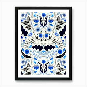 Flora Ornamental - Blue Art Print
