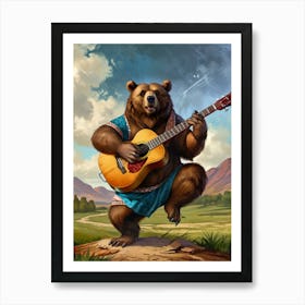 Bear Playing Guitar 2 Art Print