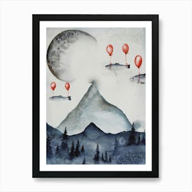 Moon & Mountain Art Print