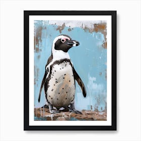 African Penguin Deception Island Oil Painting 2 Art Print