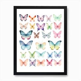 Watercolor Butterflies 2 Art Print