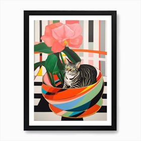 Amaryllis With A Cat 3 Abstract Expressionist Art Print