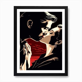 Couple Kiss Class Bar Art Art Print