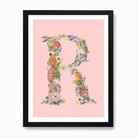 R Pink Alphabet Letter Art Print